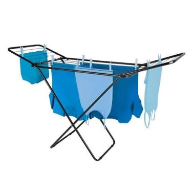 Imagem de Varal De Chão Reforçado Com Abas Dobrável Retrátil Slim Mor Cor Preto