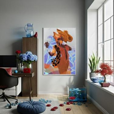 Imagem de Quadro Decorativo Orixá Obá - 70x50cm - Quadros On-line, Moldura Preta