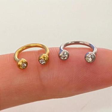 Imagem de Ferradura em aço cirúrgico com strass dourada - 1,2mm - no-brand, PRAT