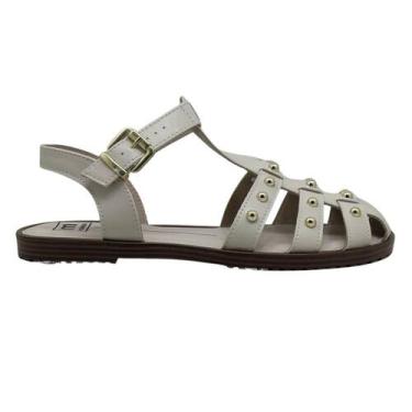 Imagem de Sandalia Feminina Moleca Rasteira Classica Fechada 5555.202, 36, Off w