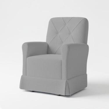 Imagem de Poltrona de Amamentação Balanço com Puff Serena Boucle Cinza Escuro - 