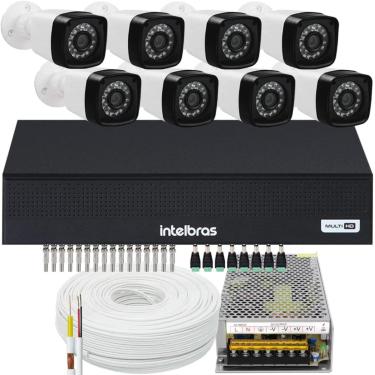 Imagem de Kit 8 Cameras Segurança full hd 1080p Infra vermelho Dvr Intelbras 8ch 1008c mhdx