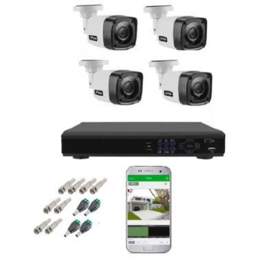 Imagem de Kit Cftv 4 Câmeras Infravermelho Segurança 1mp 20m Dvr Full Hd 4 Ch S/ Hd c/ conectores