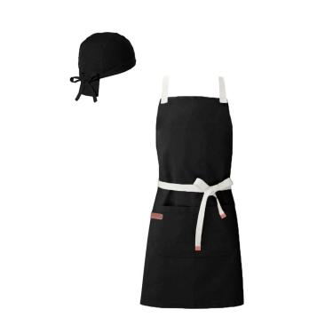 Imagem de Avental e Bandana Preto Restaurante Chef Cozinha Bar Bistro