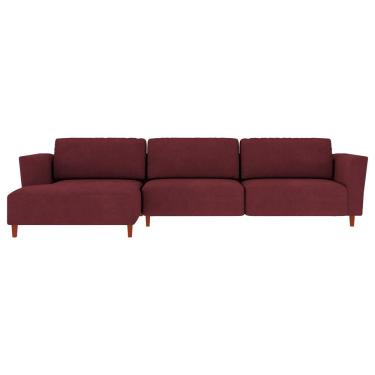 Imagem de Sofá 345cm com Chaise Esquerda Franz Suede Bordô - Gran Belo
