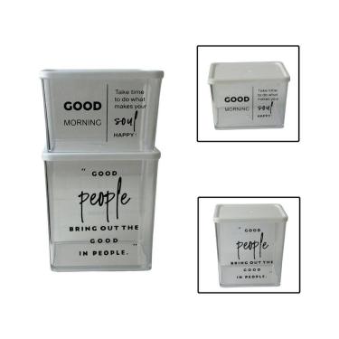 Imagem de Kit 2 Potes Herméticos Organizadores Alimentos 615Ml E 810Ml