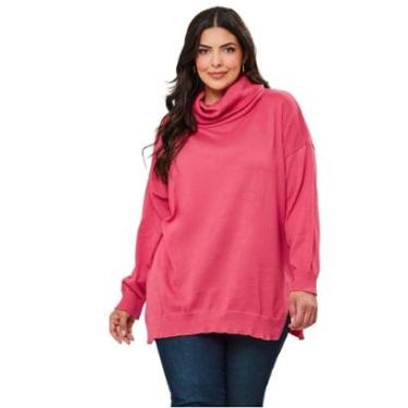 Imagem de Blusa de tricot Feminina Plus size manga longa gola boba M2-416B Cor:;Tamanho:P-Feminino