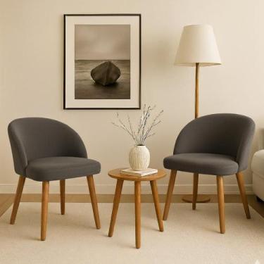 Imagem de Kit 2 Cadeiras Lua Slim Decorativa Tecido Veludo Pés Palito - Pétala, 