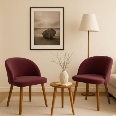 Imagem de Kit 2 Cadeiras Lua Slim Decorativa Tecido Veludo Pés Palito - Pétala, 