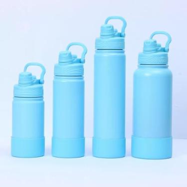 Imagem de Garrafa Térmica Esportiva Inox 400ML 600ML 800ML com Canudo e Base de Silicone Antiderrapante(Azul Baby,600ML)