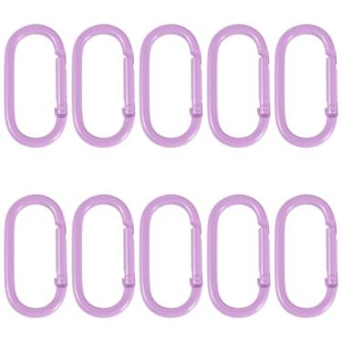 Imagem de 10 anéis de liga lilás para portão de mola oval gancho de escalada chaveiro clipes de pressão fechos de bloqueio fivelas para chaveiros, bolsa, mochila, chaves de carro, artesanato faça você mesmo, 50