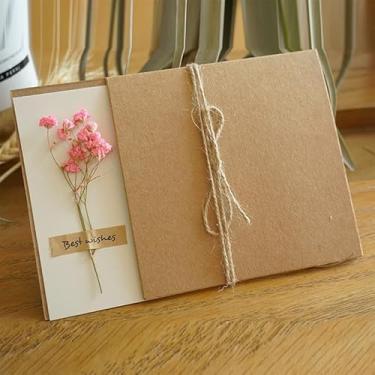 Imagem de Cartão de felicitações pop-up com flor de respiração de bebê rosa e envelope – Cartão floral 3D para todas as ocasiões