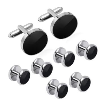 Imagem de Abotoaduras e tachas masculinas caixa de presente acessórios de camisa de latão premium, ideal para negócios, casamentos e ocasiões formais