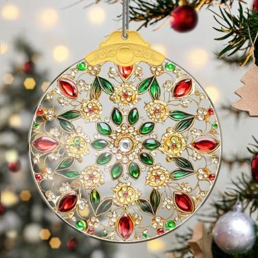 Imagem de Enfeites de Natal, flores de cristal, enfeites de árvore de Natal feitos à mão, decoração de carro e casa - presentes de Natal, decoração de artesanato em acrílico, ideias de troca de presentes para