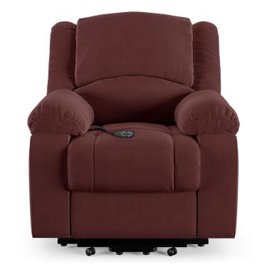 Imagem de Poltrona Do Papai Reclinável Melim Elevação Lift Elétrico Veludo Fh1 - D'rossi Cor Vinho