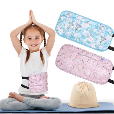 Imagem de Pedobi Pacote com 2 pacotes de óleo de rícino para crianças, almofada de óleo de rícino de algodão orgânico reutilizável para aliviar o desconforto do estômago, flores