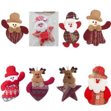 Imagem de 8 Enfeite Árvore Natal Papai Noel Pendente Decoração Feltro - Divertit