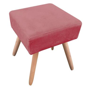 Imagem de Puff Decorativo Ibiza Quadrado Suede Pés Palito Natural Rose