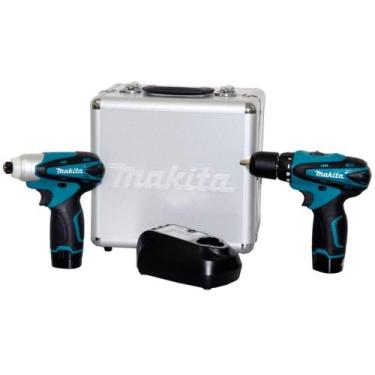 Imagem de Kit Furadeira Parafusadeira e Parafusadeira de Impacto Bateria Bivolt 
