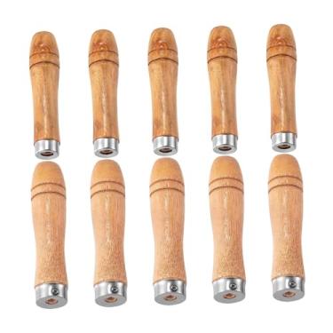 Imagem de Baoblaze Conjunto de cabos para limas de madeira, parafusos para madeira dura em carpintaria, pequenos e grandes com anel de metal, cabos de chave de fenda, 10 Peças