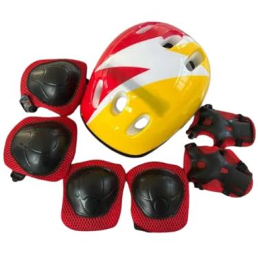 Imagem de Kit Infantil Capacete Joelheira Cotoveleiras Proteção Bicicleta Bike Patins Skate