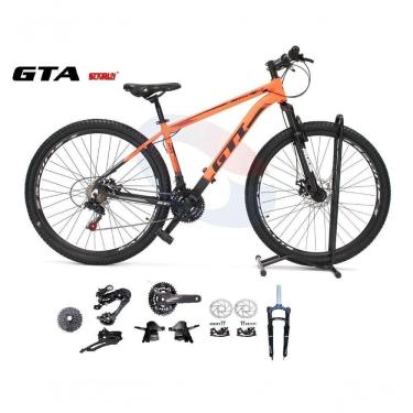 Imagem de Bicicleta Aro 29 Gti Roma Kit 2x9 Gta Sunrun Freio Disco K7 11/36 Pedivela 24/38d Garfo Com Trava - Laranja/preto Tam.15