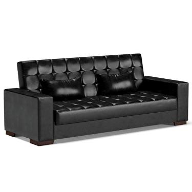 Imagem de Sofá Cama Decorativo 210Cm Beesley Pu Preto Brilho