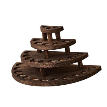 Imagem de Kokiya Suporte para Óleos Essenciais, Prateleira Expositora de Madeira com 4 Camadas para Esmaltes, Porta-Frascos de Óleos Essenciais para Salão de Beleza em