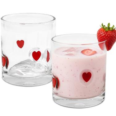 Imagem de OUHT 2 peças de copos de suco Love Icon, copo de vidro de 400 ml Love Stemless Wine Drinking Juice para presente de festa de verão