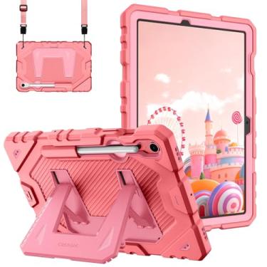 Imagem de Fintie Capa adequada para crianças para Samsung Galaxy Tab S10 Lite / S10 FE/ S9 FE 10,9 polegadas/Tab S9 11 polegadas, capa protetora resistente à prova de choque com suporte e alça de ombro, rosa