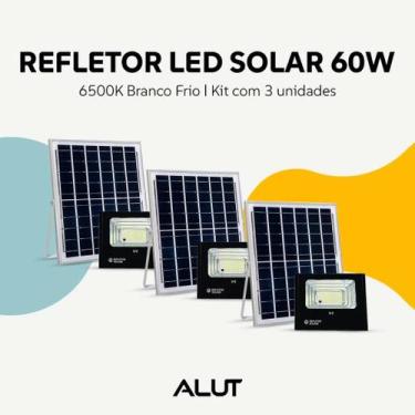 Imagem de Kit Refletor Solar Led Com Sensor 60w 6500k Branco Frio 110v 220v Ip65