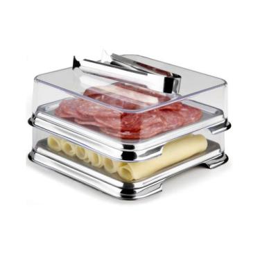 Imagem de Porta Frios Duplo Quadrado Inox Tampa acrilica Vision Forma