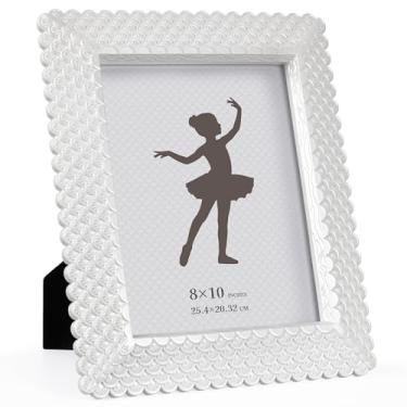 Imagem de Realyoo Moldura de concha, moldura para fotos de 20 x 25 cm, resina com vidro temperado para mesa e suporte de parede, perfeita para decoração de casa, presente de casamento, sala de estar, quarto