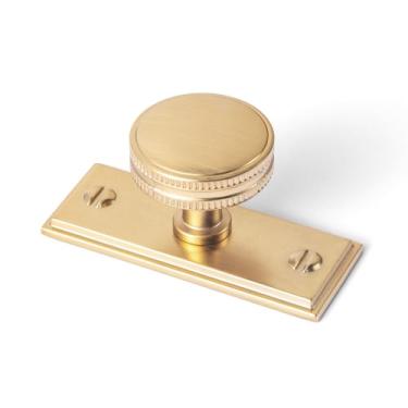 Imagem de Goo-Ki Puxadores de armário de bronze champanhe com placa traseira ferragens de cozinha de liga de zinco - pacote com 6 puxadores de gaveta de barra de furo único com espaçador