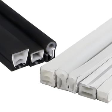 Imagem de Fita De LED Neon Flexível À Prova D'água, Branca/preta, Em Silicone, Para Uso Externo, Disponível Em 1/2/3/4/5m De Comprimento - Dobrável, Cortável, Sem Foco De Luz(White-1023,4m)