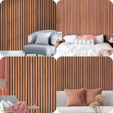 Imagem de Kit 10 Metros Papel de Parede Adesivo Auto Colante Ripado de Madeira Escura Marrom Decoração para Casa Fácil Aplicação