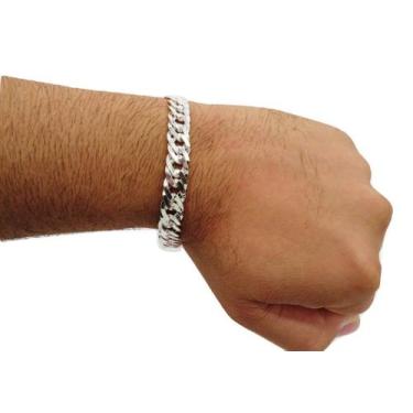 Imagem de Pulseira Masculina Grumet Dupla Grossa 10mm De Prata Maciça 925 Fecho 