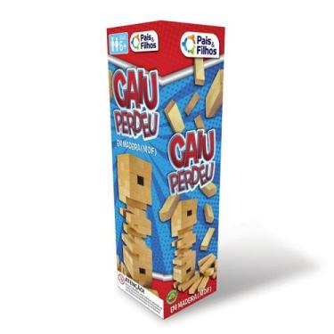 Imagem de Jogo Caiu Perdeu Torre Madeira Divertida Jogo Jenga Pais & Filhos - Pa