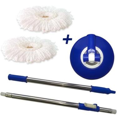 Imagem de Cabo Bompack Para Balde Mop Esfregão 360 Com 2 Refis Microfibra Extra 