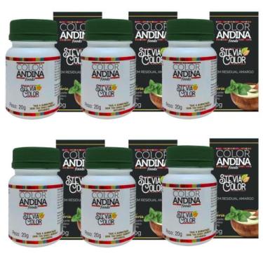 Imagem de Adoçante Stévia 20g  Color Andina  100% Natural  6 Potes - COLOR ANDIN