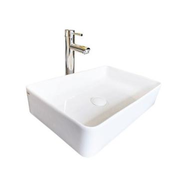 Imagem de Cuba para Banheiro Cerâmica Branca Retangular 51cm Reno RC 850
