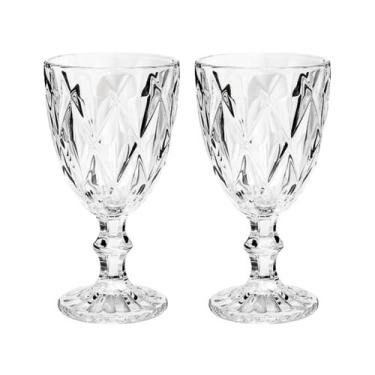 Imagem de Copo Taça Vidro Diamante Transparente Para Agua 300ml 2Un - ECO'S