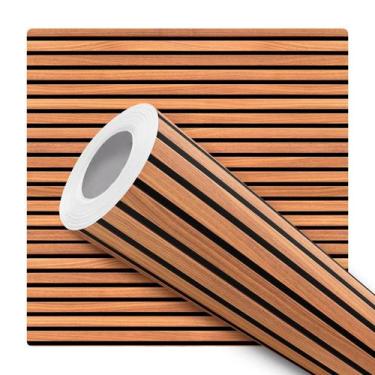 Imagem de Papel de Parede Adesivo Ripa de Madeira Horizontal Painel Moderno Quar