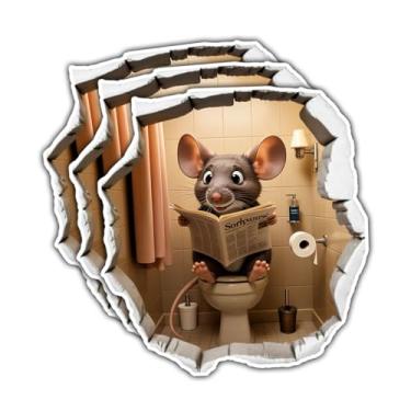 Imagem de (3 peças - 7,6 cm) Adesivos de parede de buraco de mouse, decalques de vinil de desenhos animados engraçados presentes para crianças, donos de animais de estimação, amigos, família, para decoração de