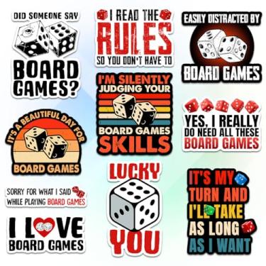 Imagem de Pacote de adesivos de jogo de tabuleiro (10 peças de 7,6 cm), adesivos de vinil engraçados de dados e jogos com citações para jogadores de mesa, laptops, diários, garrafas de água e decoração de noite