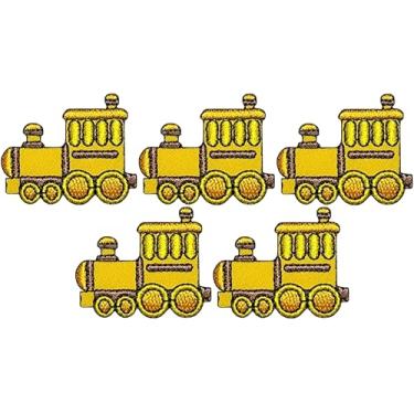 Imagem de Papapatch Conjunto de 5 pequenos mini trem a vapor fofo retrô desenho animado de motor infantil reparação de roupas bolsas decalque decorativo aplique de ferro costurado em adesivos bordados (casual