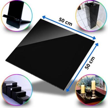 Imagem de Chapa de Acrílico Preto Opaco Esp. 5mm  50x50cm  500x500mm  Placa Leit