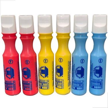 Imagem de Kit Marcadores Ind 3Mm 2 Vermelho + 2 Amarelo + 2 Azul Baden