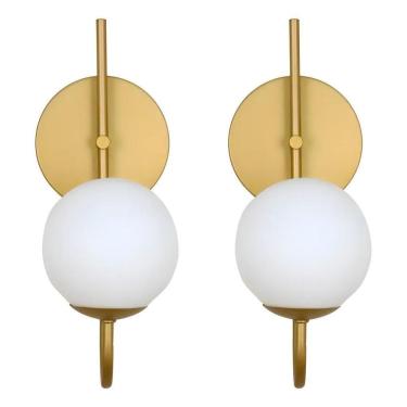 Imagem de Kit 2 Arandelas Curva Globo 12 Jabuticaba Dourado Fosco - Do