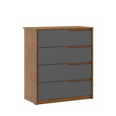 Imagem de Cômoda Atria 4 Gavetas Amêndola-grafito - Demartêz Amêndola-grafito